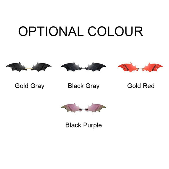 Fashion Rimless Men Sunglasses Women Trendy Bat Shaped Sun Glasses Female Male Vintage Black Mirror Shades Metal