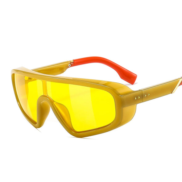 Fashion Shield Visor Mask Sunglasses Women Men Oversized Windproof Sun Glasses One Peice Big Frame Goggles Shades Sport UV400