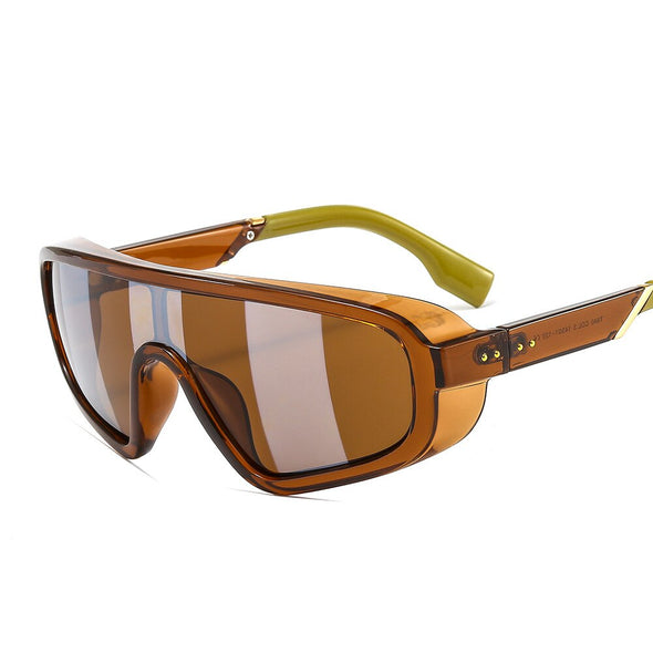 Fashion Shield Visor Mask Sunglasses Women Men Oversized Windproof Sun Glasses One Peice Big Frame Goggles Shades Sport UV400