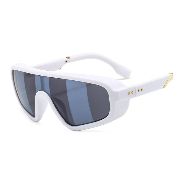 Fashion Shield Visor Mask Sunglasses Women Men Oversized Windproof Sun Glasses One Peice Big Frame Goggles Shades Sport UV400