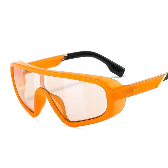 Fashion Shield Visor Mask Sunglasses Women Men Oversized Windproof Sun Glasses One Peice Big Frame Goggles Shades Sport UV400