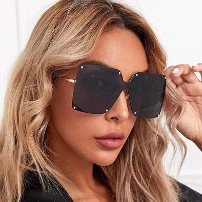 Fashion Square Sunglasses Women Designer  Trend New Alloy Frame Oversize Gradient Shades