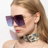 Fashion Square Sunglasses Women Designer  Trend New Alloy Frame Oversize Gradient Shades