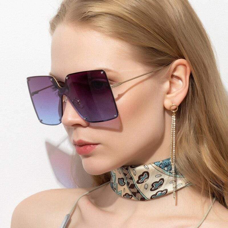 Fashion Square Sunglasses Women Designer Trend New Alloy Frame Oversiz –  Jollynova