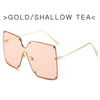 Fashion Square Sunglasses Women Designer  Trend New Alloy Frame Oversize Gradient Shades