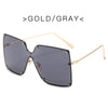 Fashion Square Sunglasses Women Designer  Trend New Alloy Frame Oversize Gradient Shades