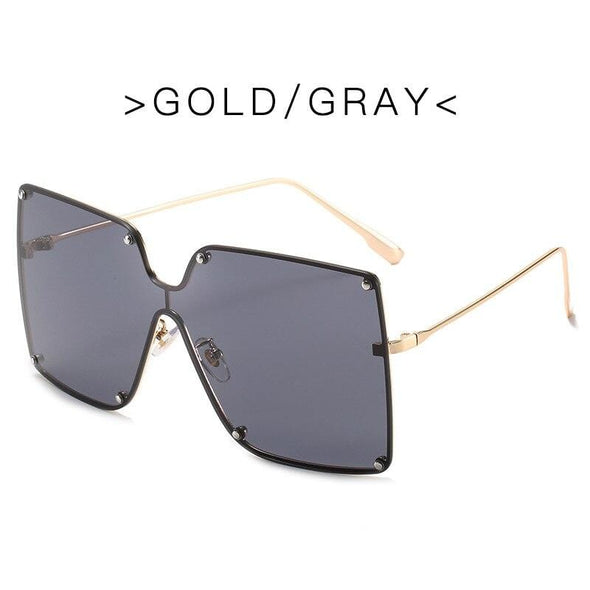 Fashion Square Sunglasses Women Designer  Trend New Alloy Frame Oversize Gradient Shades