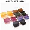 Fashion Square Sunglasses Women Designer  Trend New Alloy Frame Oversize Gradient Shades