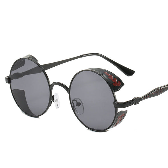 Fashion Trendy Round Frame Men Women Steampunk Sunglasses Classic Retro Design Male Female Outdoor Driving Party Metal Glasses