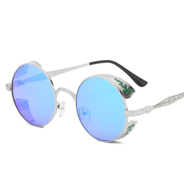Fashion Trendy Round Frame Men Women Steampunk Sunglasses Classic Retro Design Male Female Outdoor Driving Party Metal Glasses