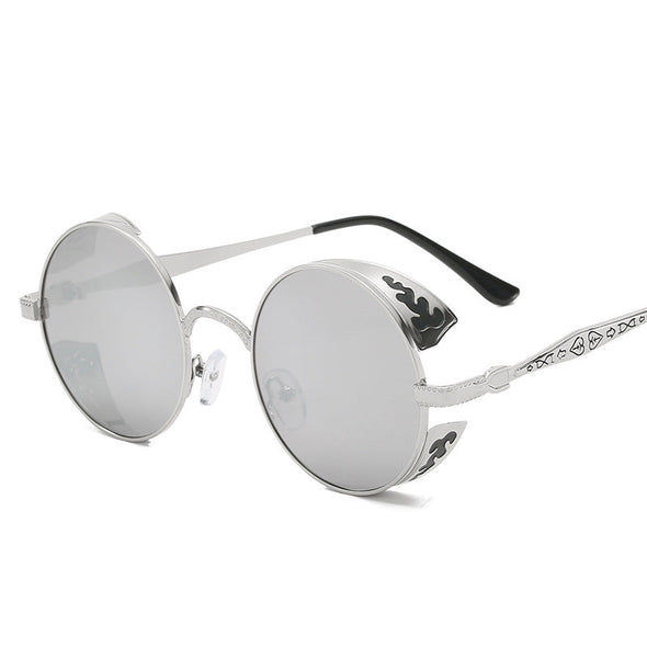 Fashion Trendy Round Frame Men Women Steampunk Sunglasses Classic Retro Design Male Female Outdoor Driving Party Metal Glasses