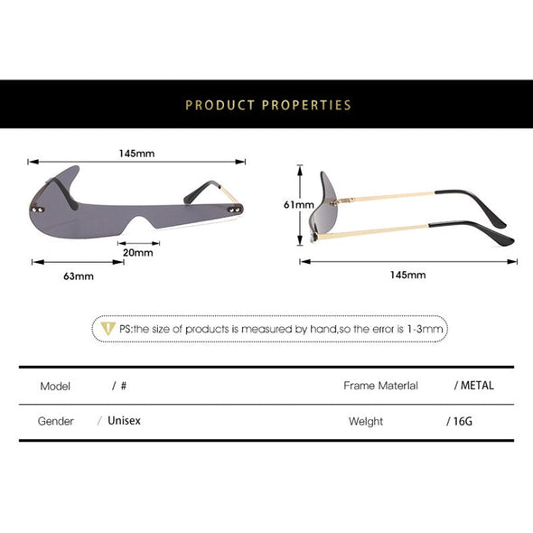 Fashion Vintage Small Rimless Sunglasses Men Women Luxury Brand Designer Popular Travel Funny Sport Sun Glasses For Male Shades