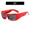Fashion Y2K Cyberpunk Square Sunglasses Women Men UV400 Red Blue Shades Silver Mirror Lenses Vintage Hiphop Eyewear Outdoor