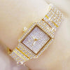 Full Diamond Quartz Women Luxury Crystal Square Watches (with a ins Bracelet as gift)