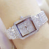 Full Diamond Quartz Women Luxury Crystal Square Watches (with a ins Bracelet as gift)