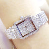 Full Diamond Quartz Women Luxury Crystal Square Watches (with a ins Bracelet as gift)