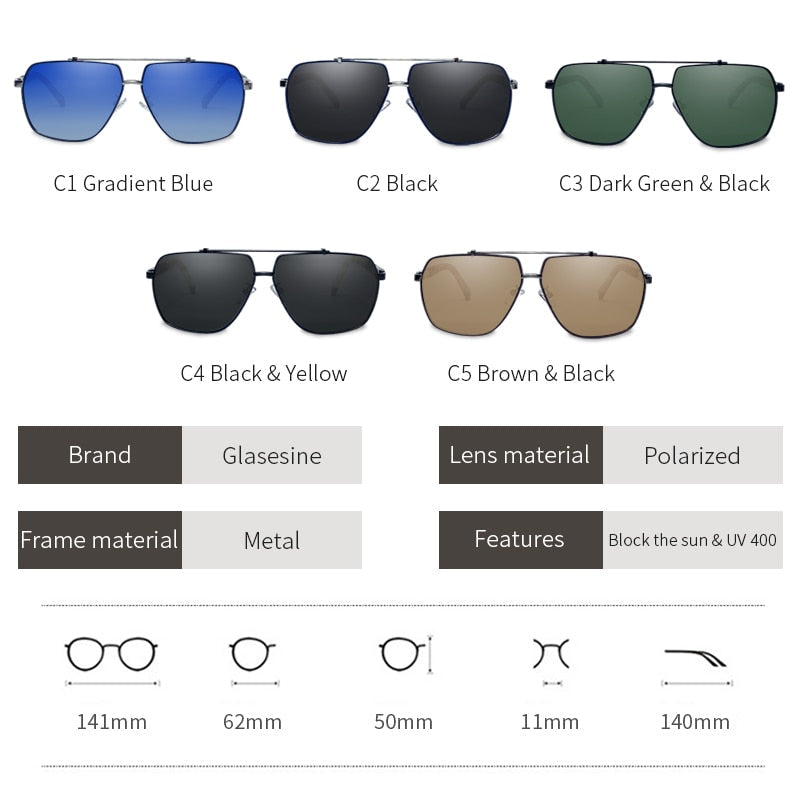 Square metal sunglasses in brown shaded lens