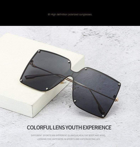Fashion Square Sunglasses Women Designer  Trend New Alloy Frame Oversize Gradient Shades