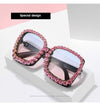 Vintage Oversized Square Colorful Diamond Sunglasses Women Luxury Crystal Fashion Sun Glasses For Female Rhinestone UV400