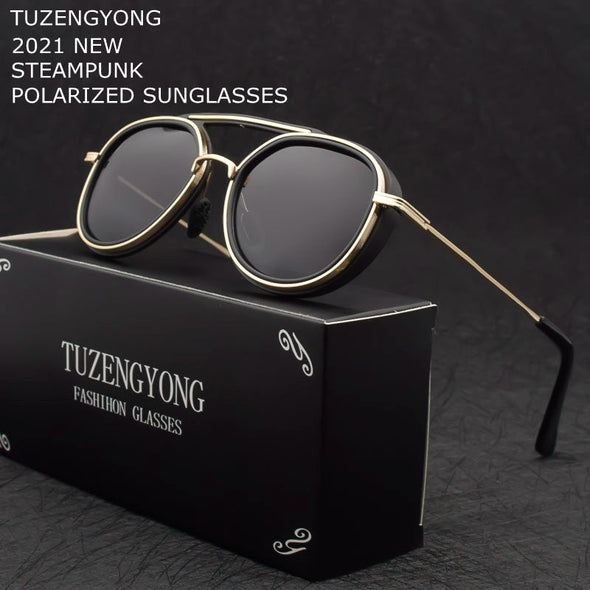 New Gothic Steampunk Polarized Sunglasses Women Brand Designer Vintage Men Sun Glasses UV400 Eyewear