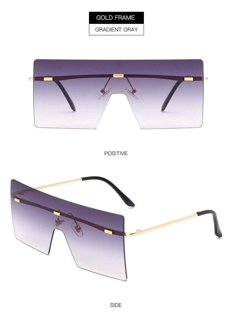 Sunglasses Men Women Square Frame Oversized Flat Lens Luxury 