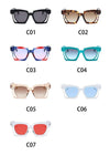 Blue Red Square Sunglasses  Fashion Women's Vintage Shades