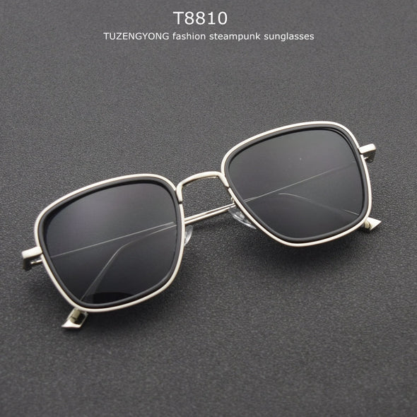 Classic Steampunk Sunglasses Fashion Men Women Brand Designer Vintage Square Metal Frame Sun Glasses High Quality