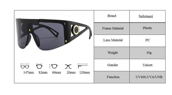 New Luxury Brand One Piece Oversized Sunglasses For Women Vintage Arched Square Sun Glasses Men Wide Leg Rimless Eyewear