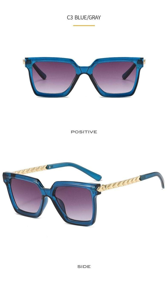 New Fashion Cat Eye Sunglasses Women Men Leopard Black Gradient Lens Metal Luxury Frame Brand Designer Square Sunglasses