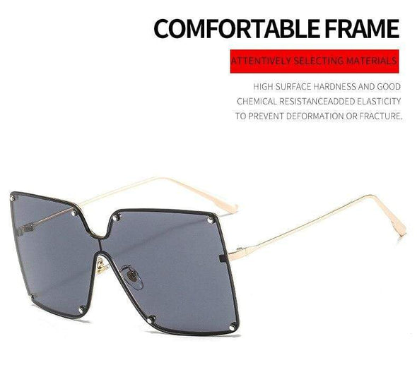 Fashion Square Sunglasses Women Designer  Trend New Alloy Frame Oversize Gradient Shades