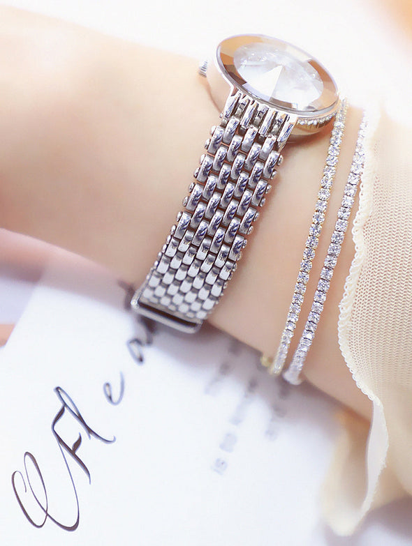 2022 New Fashion Quartz Wrist Watches Gold Diamond Crystal Watch (with a ins Bracelet as gift)