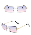 Womens Rectangle Sunglasses Vintage Shades Clear Lens Eyewears Gradient Rimless Square Sun Glasses Female Gafas  vendors