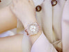 Quartz Diamond Luxury Wristwatch Fashion Crystal Jewelry Rose Gold Watch (with a ins Bracelet as gift)