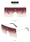 Oversized Square Flat Top Sunglasses Women Men Fashion Luxury Rimless Eyewear Large Brown Shades Oculos UV400