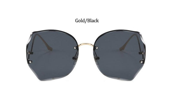 Oversized Brown Rimless Sunglasses Women Trendy Round Gradient Shades Glasses  Summer Female Sunglasses Oculos