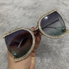 Luxury Half Frame Brand Designer Glasses Women Square Pearl Sunglasses for Female Rhinestone Oversized Eyewear Ladies