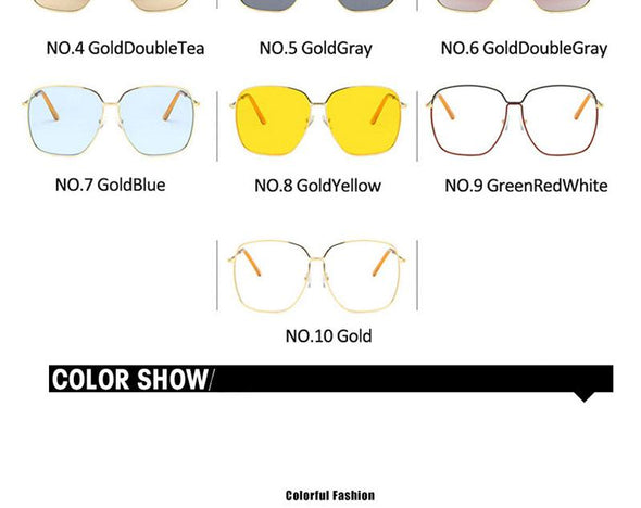 Fashion Metal Women Sunglasses Mirror Classic Large frame Retro Street Beat Glasses Travel Oculos De Sol UV400