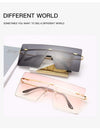 Oversized Square Flat Top Sunglasses Women Men Fashion Luxury Rimless Eyewear Large Brown Shades Oculos UV400