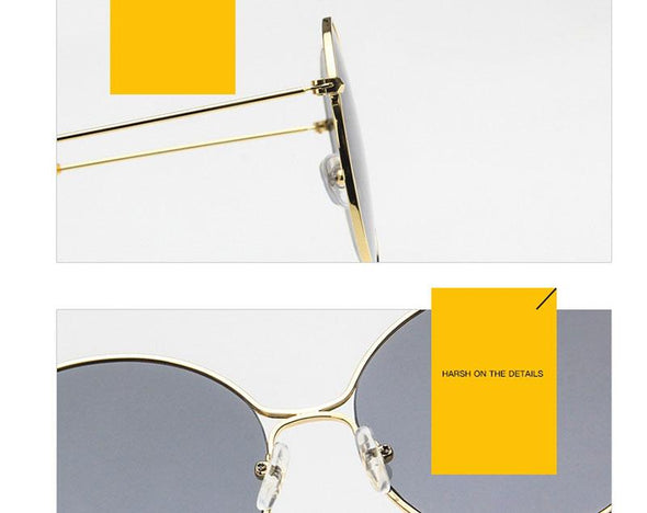 Fashion Metal Women Sunglasses Mirror Classic Large frame Retro Street Beat Glasses Travel Oculos De Sol UV400