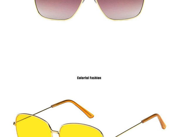 Fashion Metal Women Sunglasses Mirror Classic Large frame Retro Street Beat Glasses Travel Oculos De Sol UV400