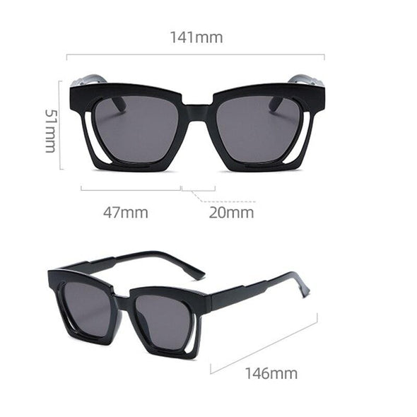 Blue Red Square Sunglasses  Fashion Women's Vintage Shades