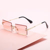 Rimless Sunglasses Small Square Female Summer Traveling Brown Glasses