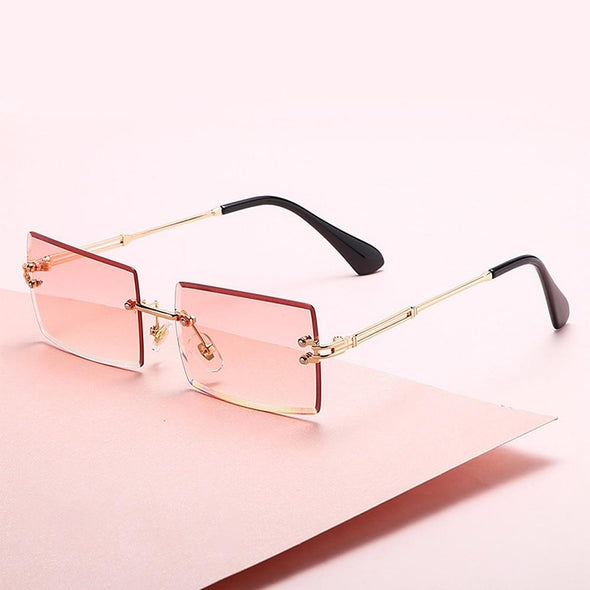 Rimless Sunglasses Small Square Female Summer Traveling Brown Glasses