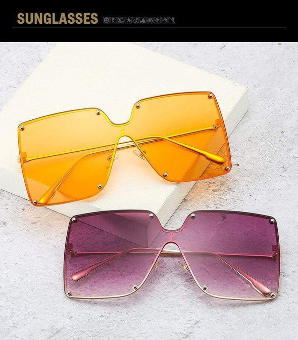 Fashion Square Sunglasses Women Designer  Trend New Alloy Frame Oversize Gradient Shades