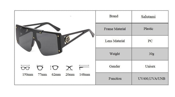 Vintage Rimless Oversize Shield Sunglasses For Women Square Sun Glasses Female Purple Shades