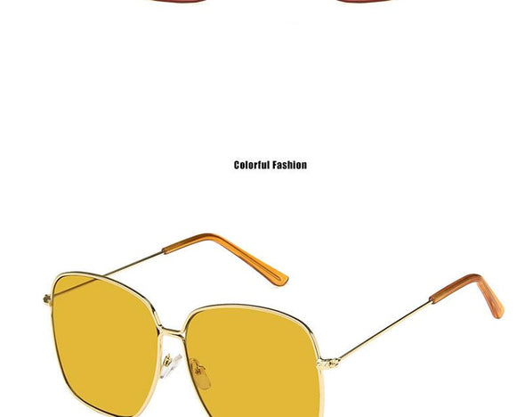 Fashion Metal Women Sunglasses Mirror Classic Large frame Retro Street Beat Glasses Travel Oculos De Sol UV400