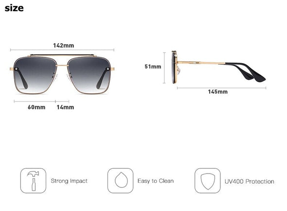 Classic Punk Sunglasses Women Fashion Square UV400 Gradient Lens Men Vintage Brand Design Metal Frame Glasses