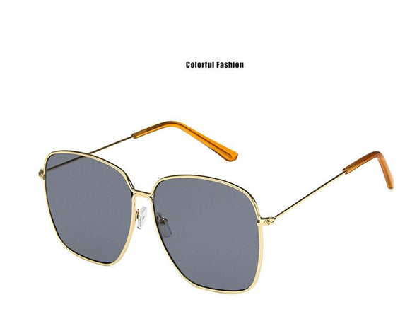 Fashion Metal Women Sunglasses Mirror Classic Large frame Retro Street Beat Glasses Travel Oculos De Sol UV400