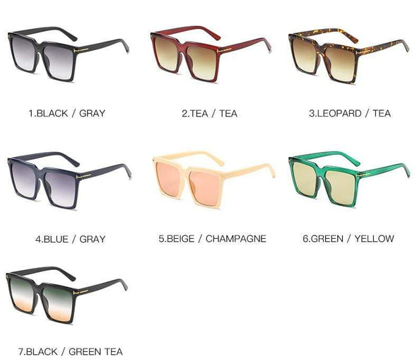 Square Sunglasses Women Men  Oversize TF Black Gradient Glasses