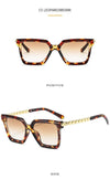 New Fashion Cat Eye Sunglasses Women Men Leopard Black Gradient Lens Metal Luxury Frame Brand Designer Square Sunglasses